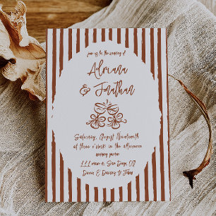Invitación Boda Pintada a Mano en Terracota