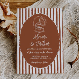 Invitación Boda Pintada a Mano Retro de Terracota