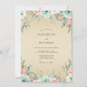 Invitación Boda Pintada al Coral de Champán