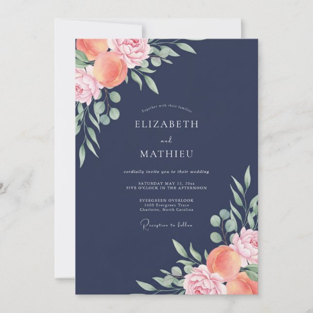 Invitación Boda Pintada al Mediodía de Albaricoque (Anverso)