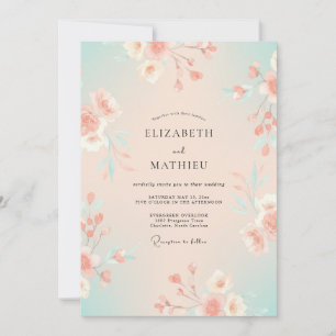 Invitación Boda Pintada albaricoque y Espuma de Mar