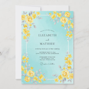 Invitación Boda Pintada Aqua Limón
