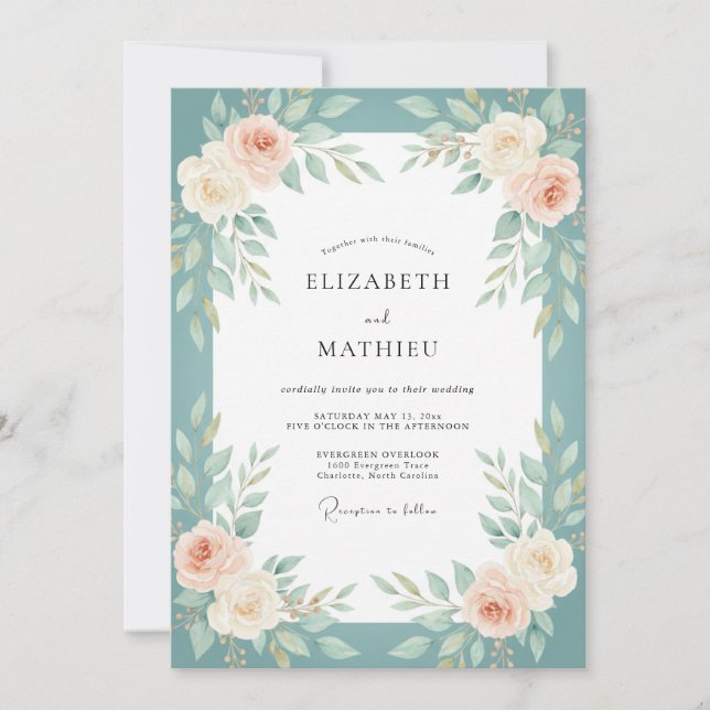 Invitación Boda Pintada Cadete Rosado (Anverso)