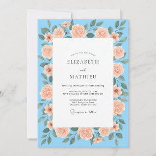 Invitación Boda Pintada Cielo Melocotón