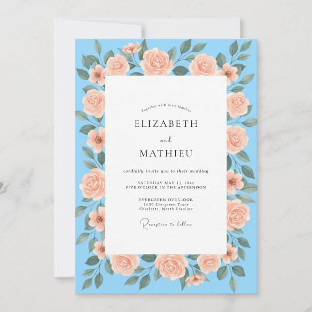 Invitación Boda Pintada Cielo Melocotón (Anverso)