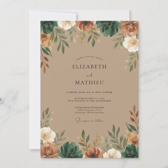 Invitación Boda Pintada con Arcilla Grisácea (Anverso)