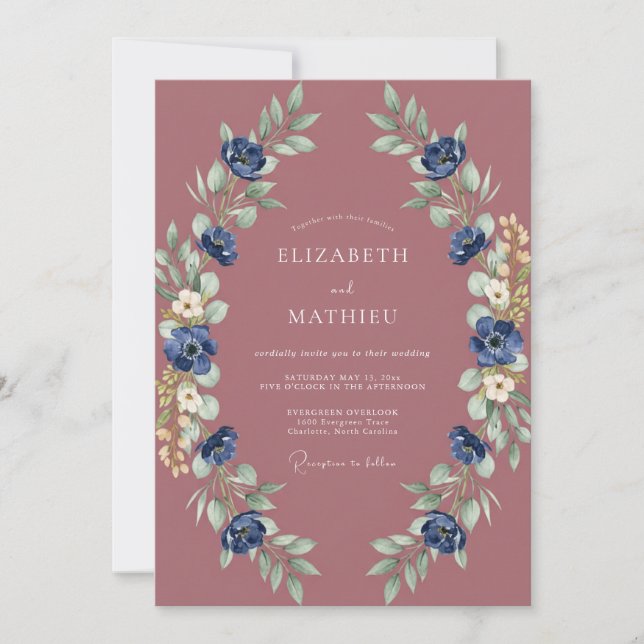 Invitación Boda Pintada con Arcilla Índigo (Anverso)