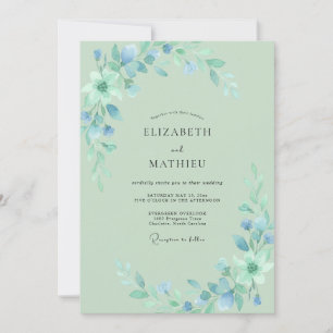 Invitación Boda Pintada con Azul de Acenoria y Menta