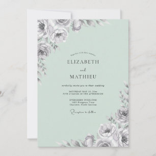 Invitación Boda Pintada con Carbón y Menta