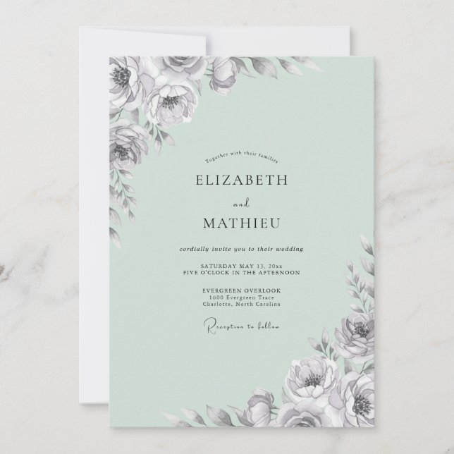 Invitación Boda Pintada con Carbón y Menta (Anverso)