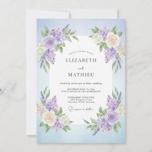 Invitación Boda Pintada con Crema Cálida Lila