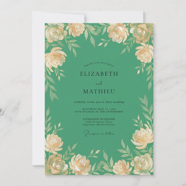 Invitación Boda Pintada con Crema de Jade (Anverso)