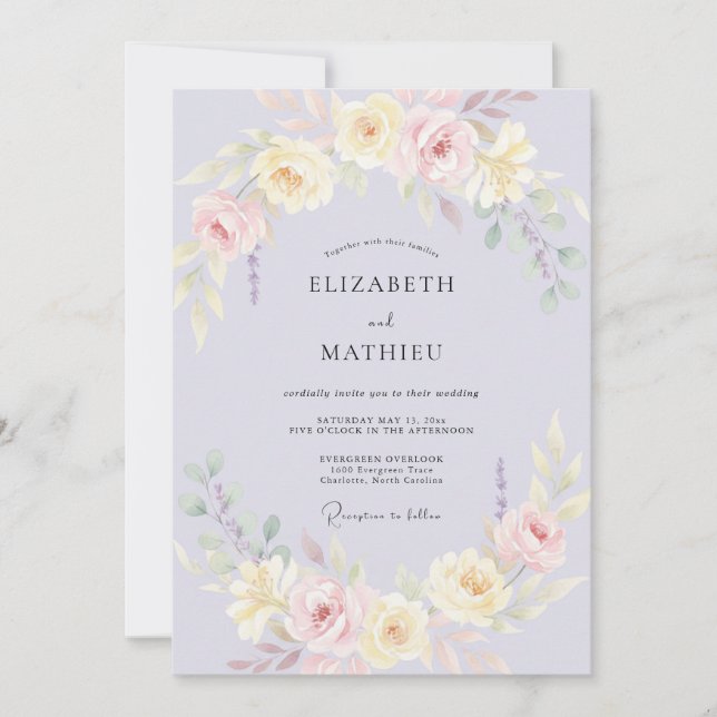 Invitación Boda Pintada con Crema de Lila (Anverso)