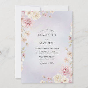 Invitación Boda Pintada con Crema Suave Lila