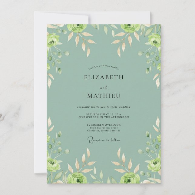 Invitación Boda Pintada con Hojas de Espuma de Mar (Anverso)