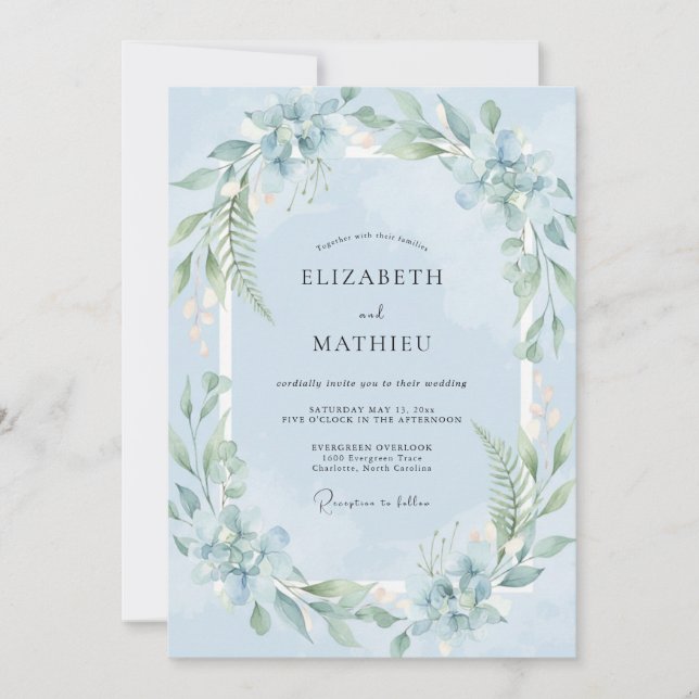Invitación Boda Pintada con Hojas en Polvo (Anverso)