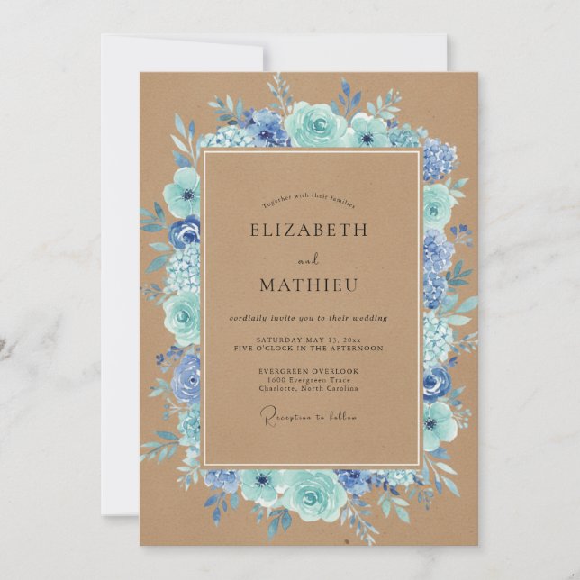 Invitación Boda Pintada con Kraft de Acenoria (Anverso)
