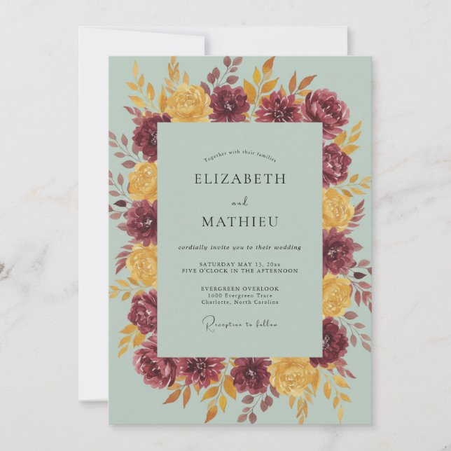 Invitación Boda Pintada con Mostaza de Borgoña (Anverso)