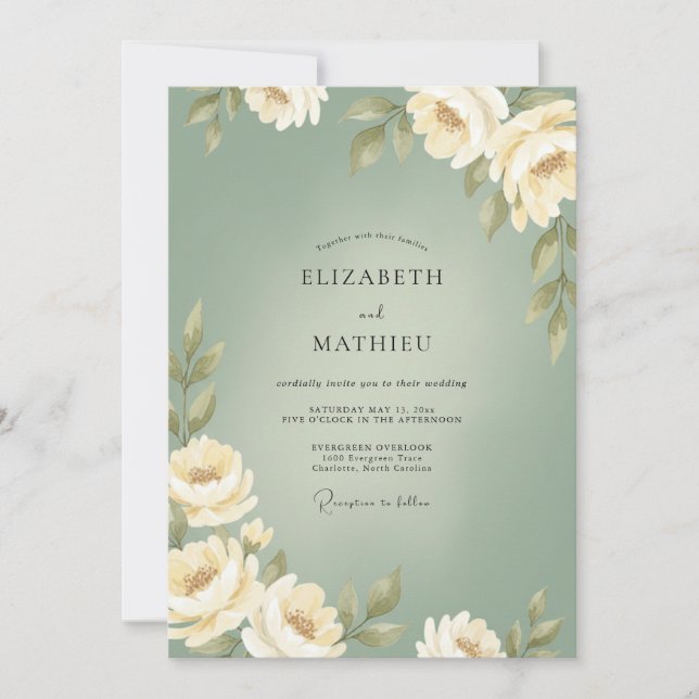 Invitación Boda Pintada con Musgo de Marfil (Anverso)
