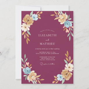 Invitación Boda Pintada con Ocra y Ciruela