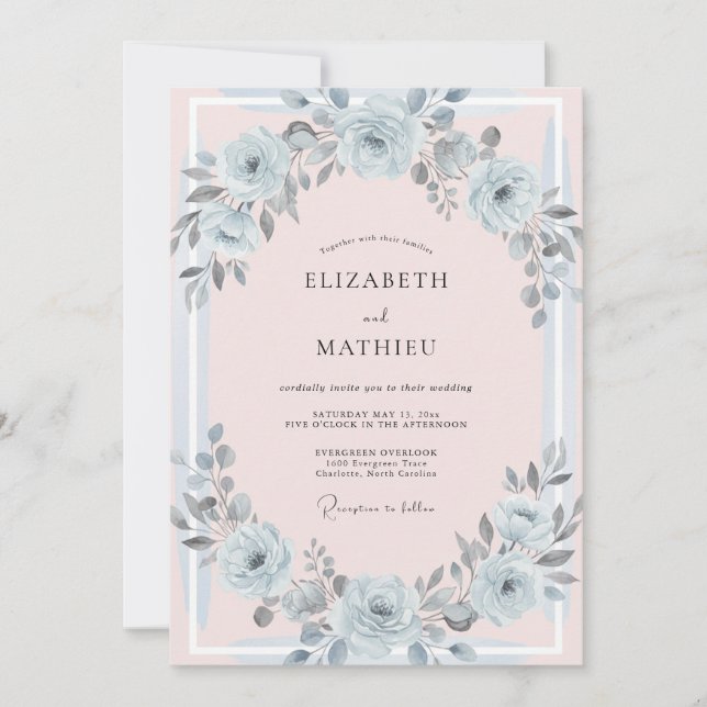 Invitación Boda Pintada con Pastel de Plata (Anverso)