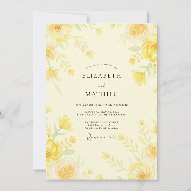 Invitación Boda Pintada con Pétalos de Miel (Anverso)