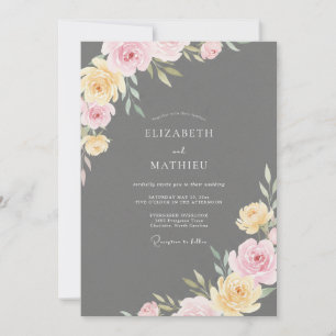 Invitación Boda Pintada con Rubor Amarillo Carbón