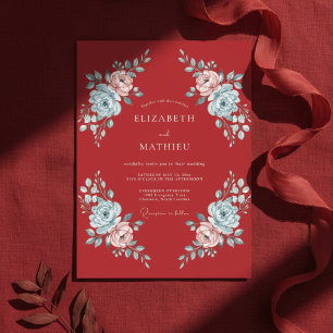 Invitación Boda Pintada con Rubor Carmesí