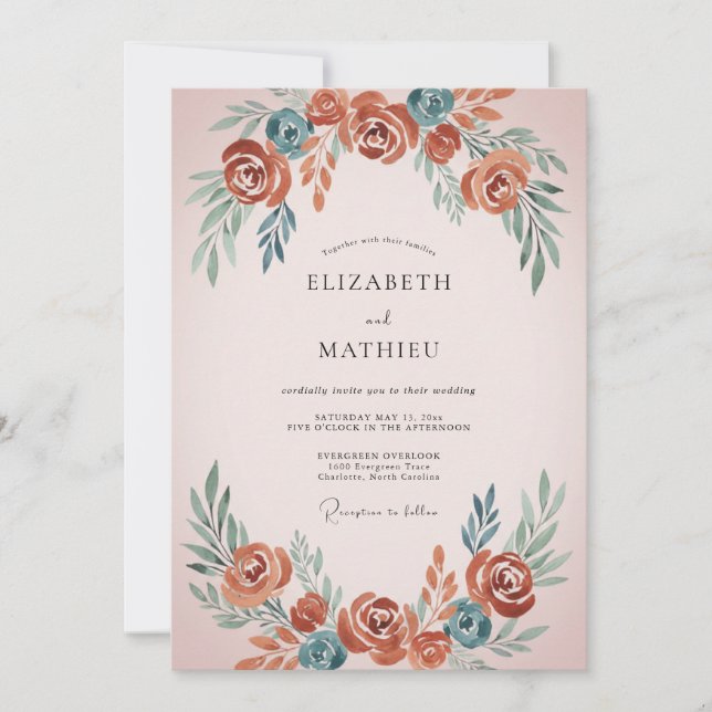 Invitación Boda Pintada con Rust Slate (Anverso)