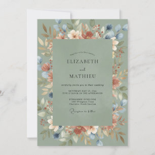 Invitación Boda Pintada con Terracota Musgosa