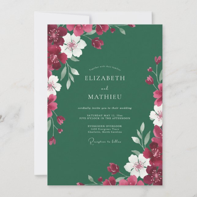 Invitación Boda Pintada con Vino Esmeralda (Anverso)