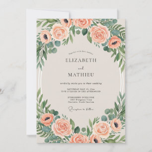 Invitación Boda Pintada Coral Sage