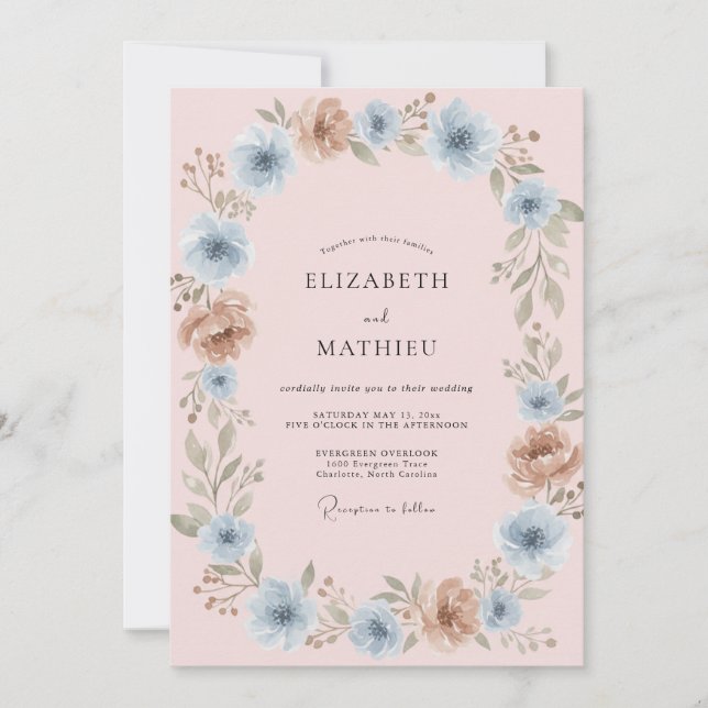 Invitación Boda Pintada de Aciano de Cobre (Anverso)