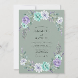 Invitación Boda Pintada de Aguamarina y Amatista