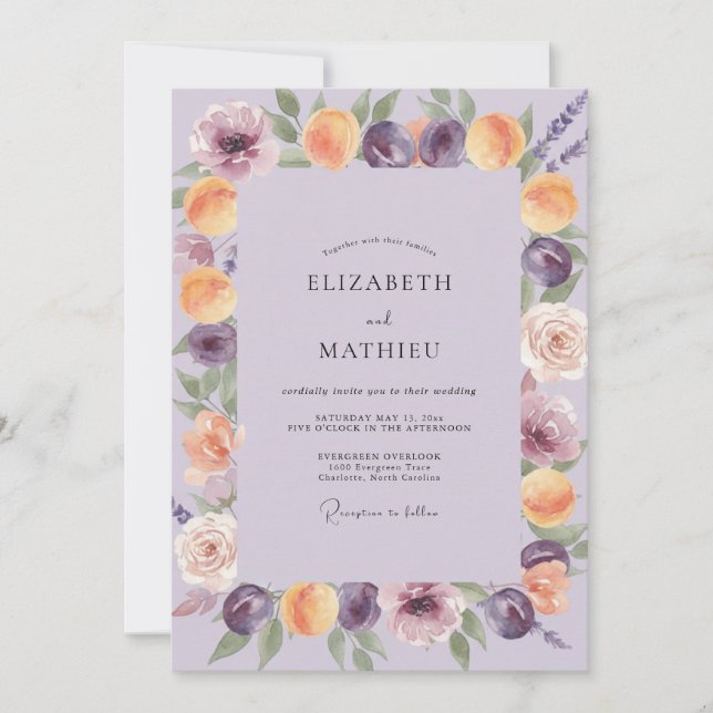 Invitación Boda Pintada de Albaricoque Amatista (Anverso)