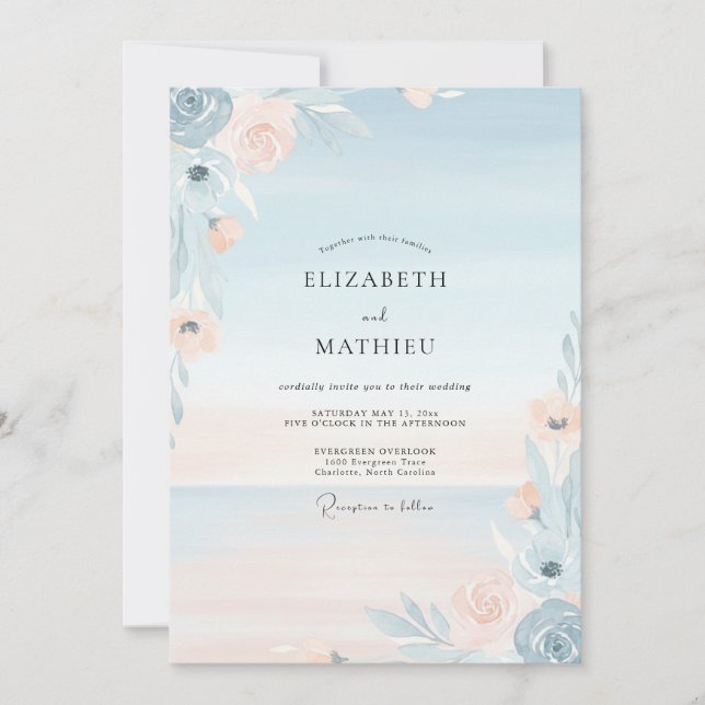 Invitación Boda Pintada de Albaricoque Azure (Anverso)