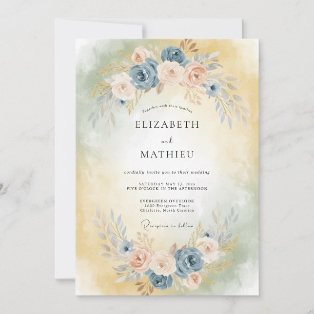 Invitación Boda Pintada de Albaricoque de Acero (Anverso)
