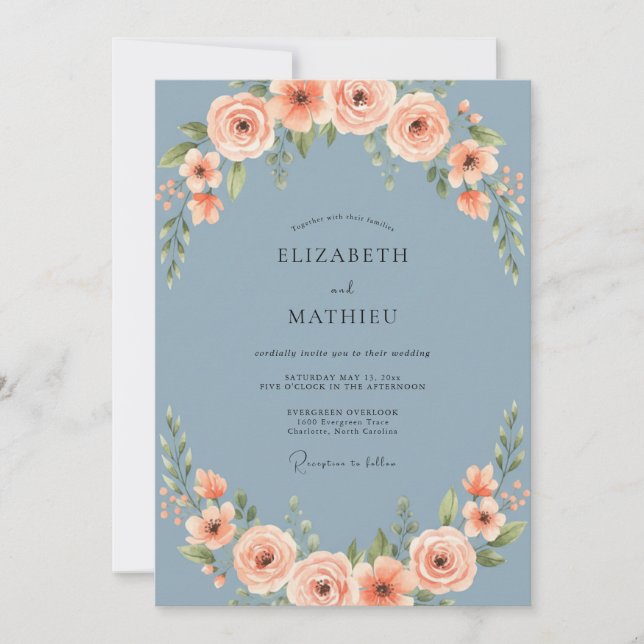 Invitación Boda Pintada de Albaricoque en Pizarra (Anverso)