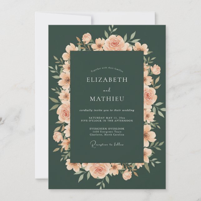 Invitación Boda Pintada de Albaricoque Esmeralda (Anverso)