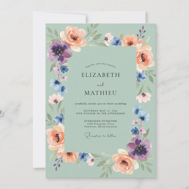 Invitación Boda Pintada de Albaricoque Espuma de Mar (Anverso)