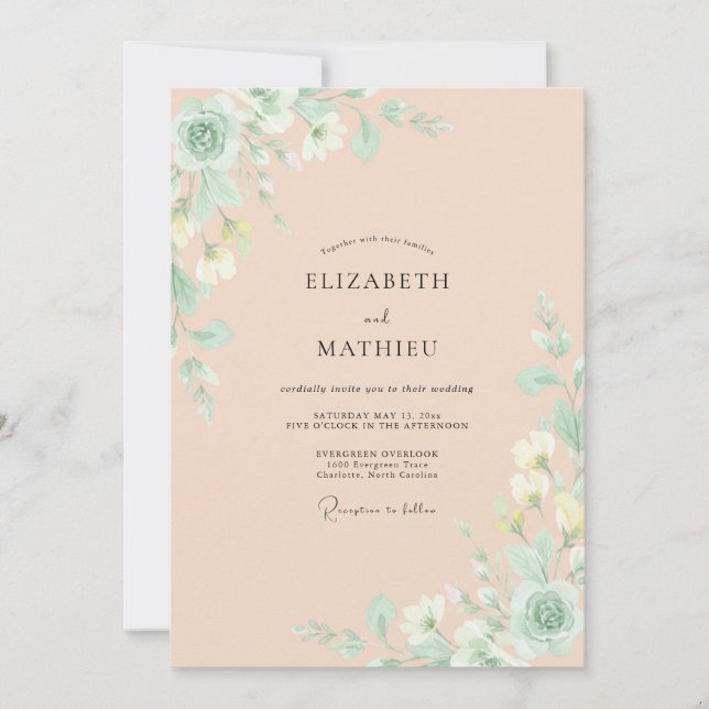 Invitación Boda Pintada de Albaricoque Pálido (Anverso)