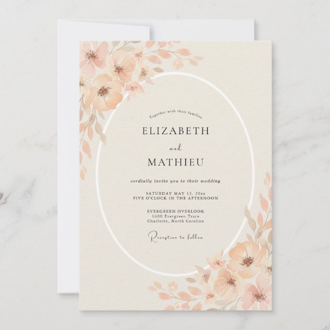 Invitación Boda Pintada de Albaricoque Polvoriento (Anverso)