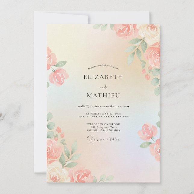 Invitación Boda Pintada de Albaricoque Suave (Anverso)