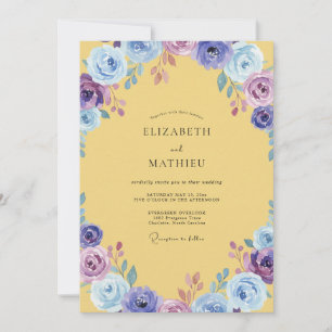 Invitación Boda Pintada de Amarillo y Púrpura