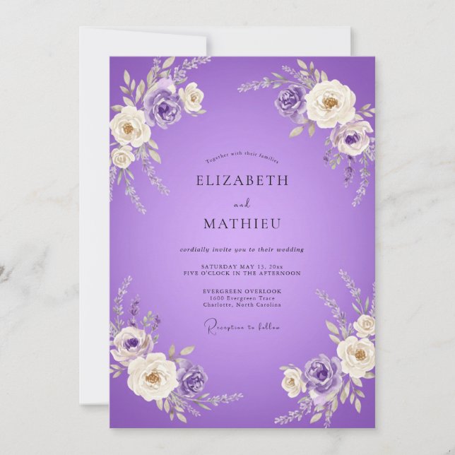 Invitación Boda Pintada de Amatista (Anverso)