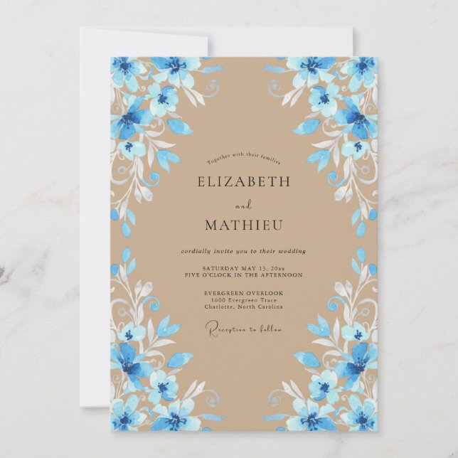 Invitación Boda Pintada de Arena y Centaurea (Anverso)