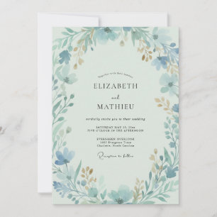 Invitación Boda Pintada de Azul Hielo