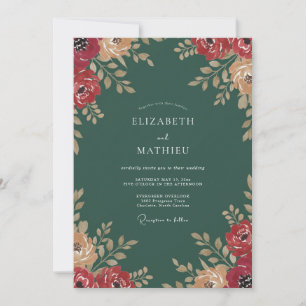 Invitación Boda Pintada de Azul Turquesa Oscuro