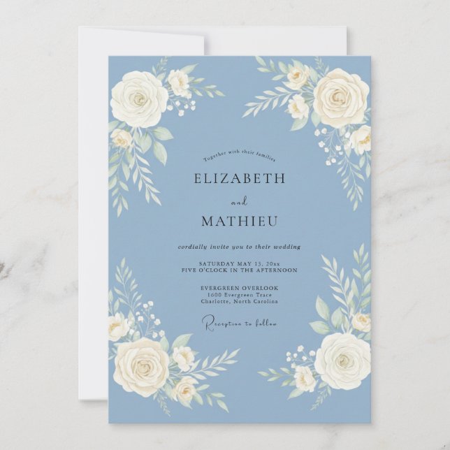 Invitación Boda Pintada de Blanco Aciano (Anverso)