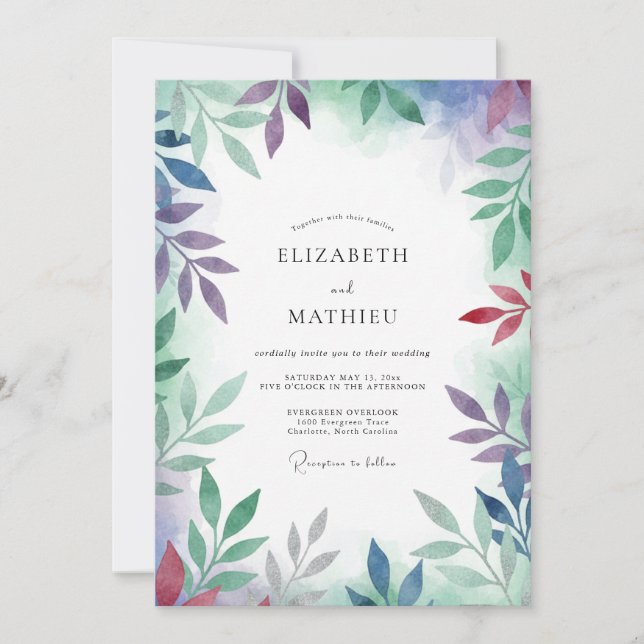 Invitación Boda Pintada de Borgoña Amatista (Anverso)